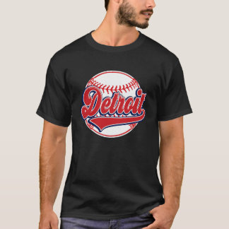 ヴィンテージデトロイト市街地野球選手とファン Tシャツ