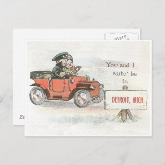 ヴィンテージデトロイト自動はがき ポストカード (正面/裏面)