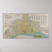 ヴィンテージデトロイトMIの地図(1912) ポスター (正面)