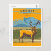 ヴィンテージデナリナショナルパークアラスカ山ハンター ポストカード (正面/裏面)
