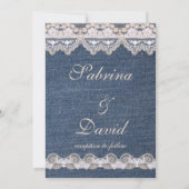 ヴィンテージデニムとレースのウェディング招待状 招待状 (裏面)
