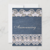 ヴィンテージデニムとレースの結婚の発表 招待状 (正面)