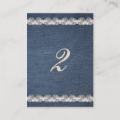 ヴィンテージデニムとレーステーブル番号カード プレイスカード (裏面)