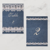 ヴィンテージデニムとレーステーブル番号カード プレイスカード (正面/裏面)