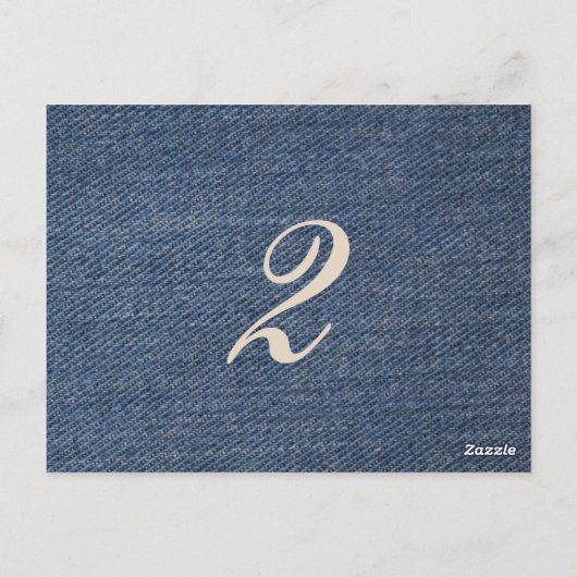 ヴィンテージデニムとレーステーブル番号カード ポストカード (裏面)