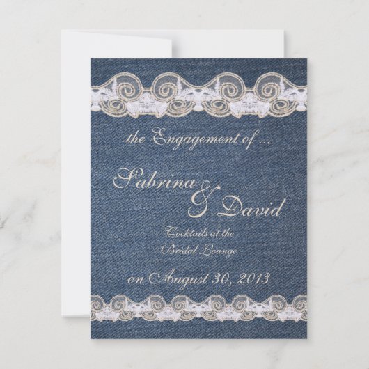 ヴィンテージデニムとレース婚約の発表 案内状 (裏面)