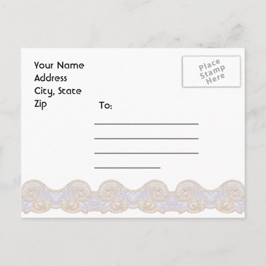 ヴィンテージデニムとレース日付ポストカードの保存 案内ポストカード (裏面)