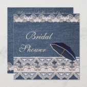 ヴィンテージデニムアンドレースブライダルシャワー 招待状 (正面/裏面)