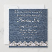 ヴィンテージデニムアンドレースブライダルシャワー 招待状 (裏面)