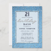 ヴィンテージデニムエレガントダイヤモンド21歳のパーティー 招待状 (正面)