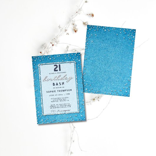 ヴィンテージデニムエレガントダイヤモンド21歳のパーティー 招待状