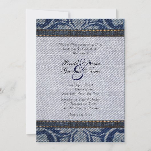 ヴィンテージデニムフローラ結婚式招待状 招待状 (正面)