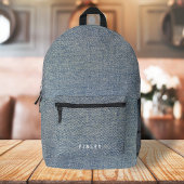 ヴィンテージデニムブルージーンズルック プリントバックパック