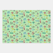 ヴィンテージデパートストアギフトレトロパステルカラー ラッピングペーパーシート (正面)