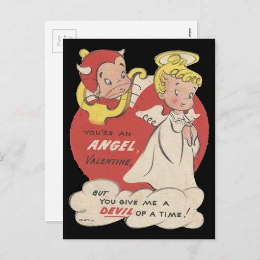 ヴィンテージデビルアンドエンジェルバレンタイン シーズンポストカード (正面/裏面)