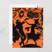 ヴィンテージデビルウィッチダンスシルエットイラストレーション ポストカード (正面/裏面)