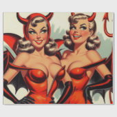 ヴィンテージデビルガールズイラストレーション ラッピングペーパー (フラット)