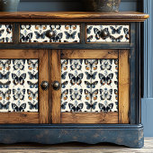 ヴィンテージデフレブルーイエロー素朴フローラ蝶 薄葉紙