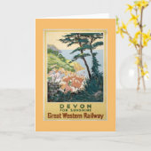 ヴィンテージデボン英語旅行広告 カード (黄色い花)