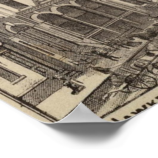 ヴィンテージデモイン・アイオワの写真地図(1875) ポスター (角)