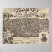 ヴィンテージデモイン・アイオワの写真地図(1875) ポスター (正面)