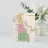 ヴィンテージデラウェアの地図(1827) ポストカード (スタンド正面)