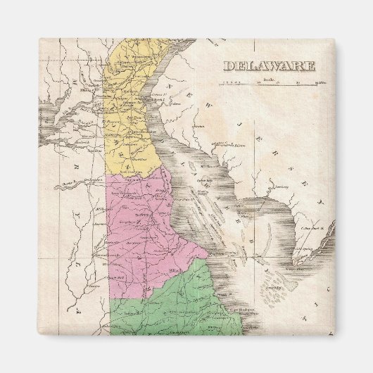 ヴィンテージデラウェアの地図(1827) マグネット (正面)