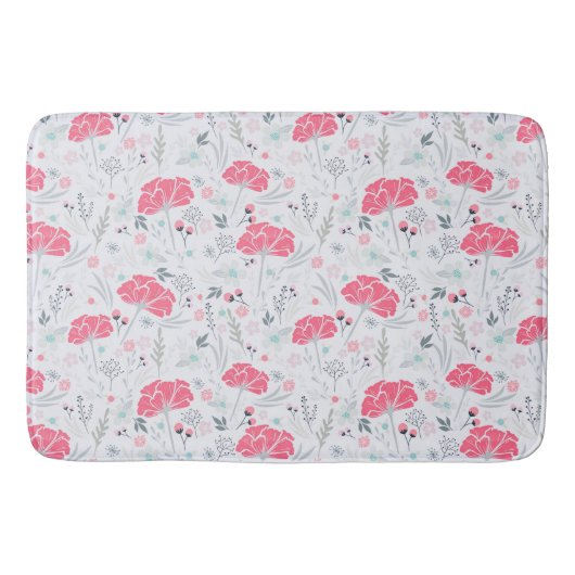 ヴィンテージデリケートかわいらしフローラピンク植物学 バスマット (正面)