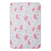 ヴィンテージデリケートかわいらしフローラピンク植物学 バスマット (正面縦)