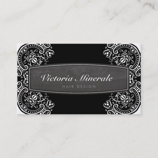 ヴィンテージデリケートなシリ鉄板白黒 名刺 (正面)