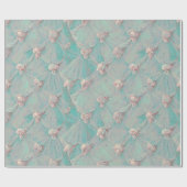 ヴィンテージデリケートなブルーとピンクのフローラデザイン ラッピングペーパー (フラット)