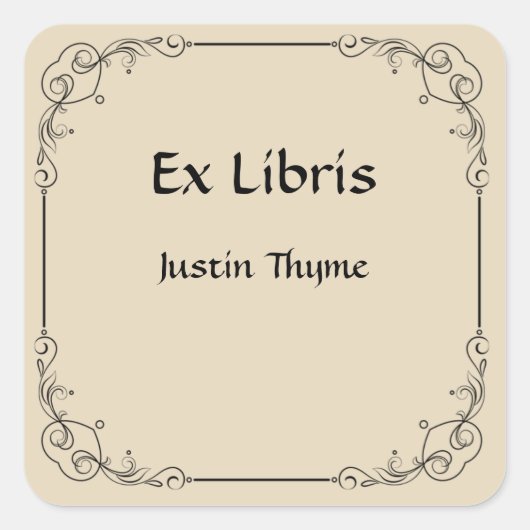 ヴィンテージデリケートハートコーナー蔵書票 スクエアシール (正面)