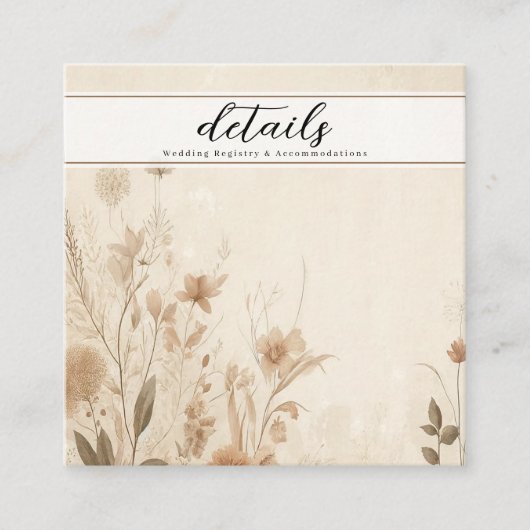 ヴィンテージデリケートフローラボタニカルボホ詳細 スクエア名刺 (正面)