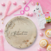 ヴィンテージデリケートフローラボタニカルボ結婚ホズ ペーパープレート (パーティー)