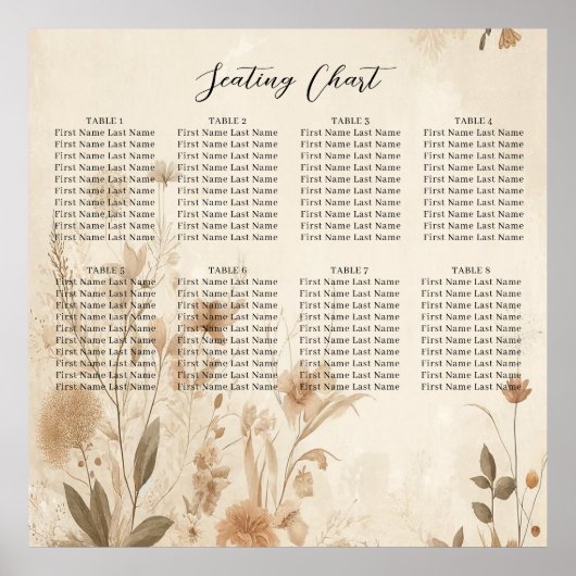 ヴィンテージデリケートフローラボタニカルボ結婚ホズ ポスター (正面)