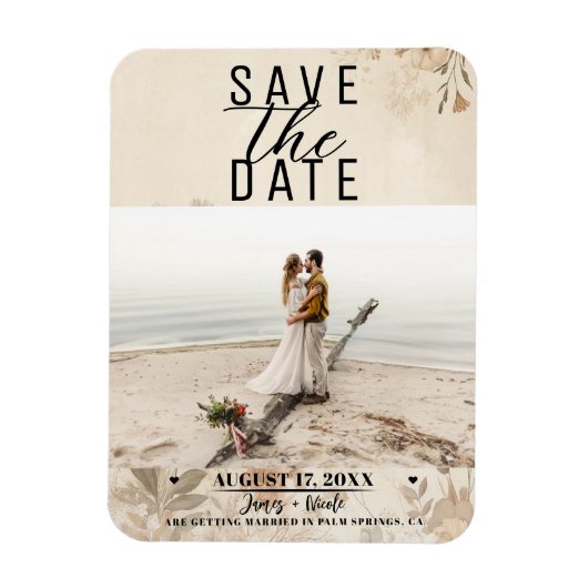 ヴィンテージデリケートフローラボタニカルボ結婚ホズ マグネット (縦)