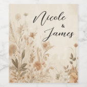 ヴィンテージデリケートフローラボタニカルボ結婚ホズ ワインラベル (シングルラベル)