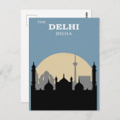 ヴィンテージデリーインディアシティスカイライントラベル ポストカード (正面/裏面)