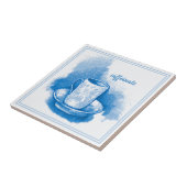 ヴィンテージデルフトブルーアールヌーボーコーヒーオーバー タイル (側面)