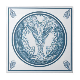 ヴィンテージデルフトブルーアールヌーボーツーレディース顔 タイル