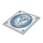 ヴィンテージデルフトブルーアールヌーボーツーレディース顔 タイル (側面)