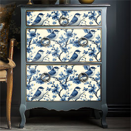 ヴィンテージデルフトブルーバードフローラコテージコアブランチ 薄葉紙