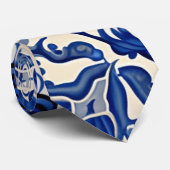 ヴィンテージデルフトブルーフローラクリーム ネクタイ (ロール)