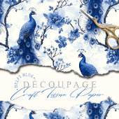 ヴィンテージデルフトブルーフローラビクトリアン孔雀 薄葉紙