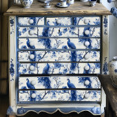 ヴィンテージデルフトブルーフローラビクトリアン孔雀 薄葉紙