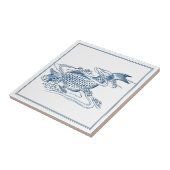 ヴィンテージデルフトブルー日本のスタイルナマズスケッチ タイル (側面)