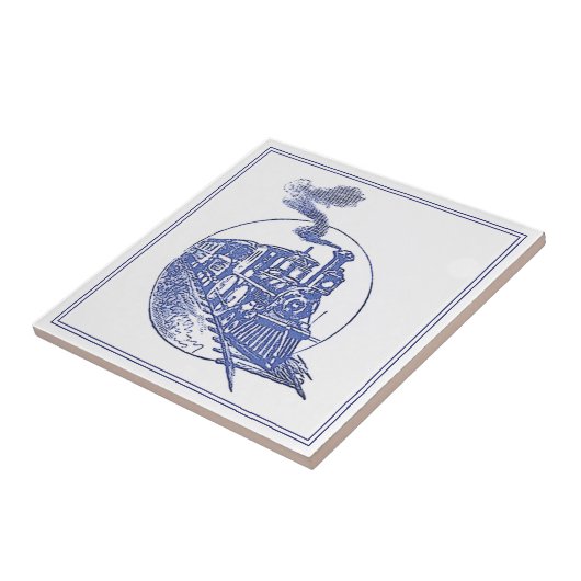 ヴィンテージデルフトブルー蒸気機関車列車 タイル (側面)