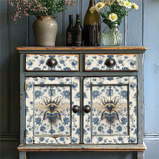 ヴィンテージデルフトブルー金ゴールドハニービーコテージコア 薄葉紙