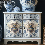 ヴィンテージデルフトブルー金ゴールドハニービーコテージコア 薄葉紙