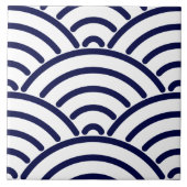 ヴィンテージデルフトブルー鯉登り魚鱗模様 タイル (正面)